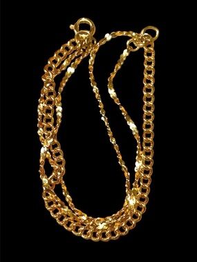 Vintage Gold Tone 3 Strand Chain Bracelet 7”